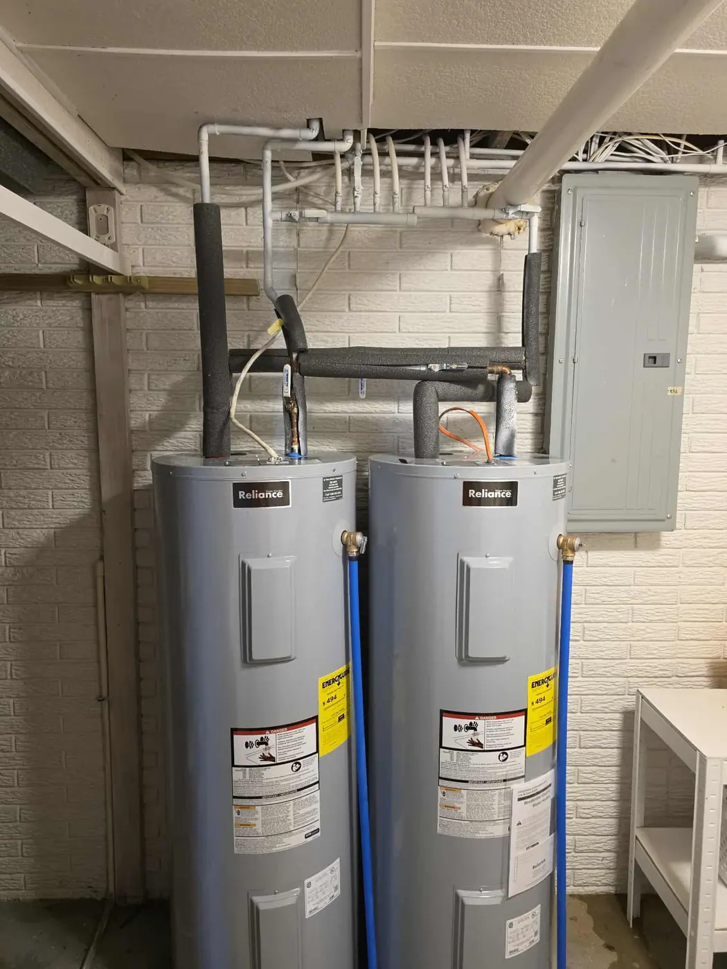 A gas furnace and water heater installation by Leon Plumbing Heating & Cooling